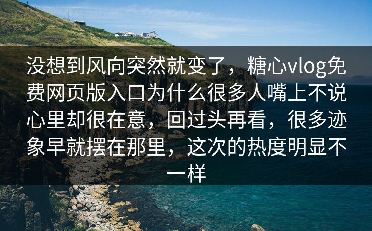 没想到风向突然就变了，糖心vlog免费网页版入口为什么很多人嘴上不说心里却很在意，回过头再看，很多迹象早就摆在那里，这次的热度明显不一样