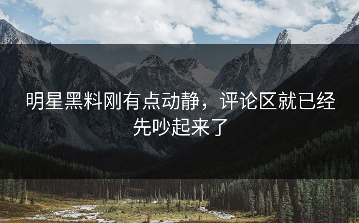 明星黑料刚有点动静，评论区就已经先吵起来了