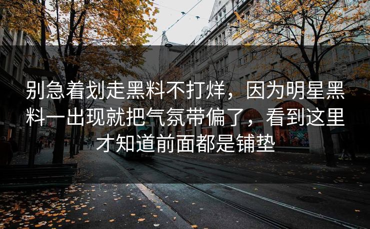 别急着划走黑料不打烊，因为明星黑料一出现就把气氛带偏了，看到这里才知道前面都是铺垫