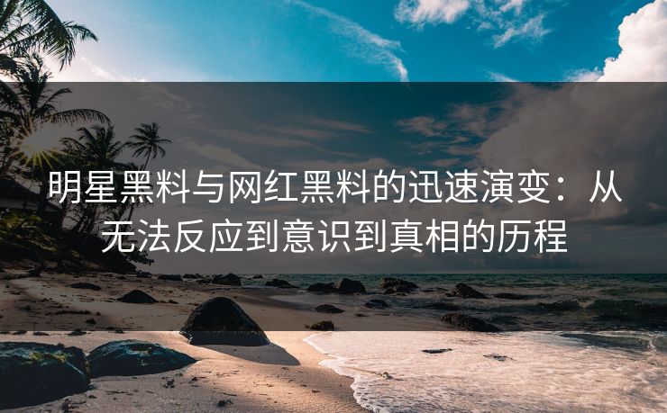 明星黑料与网红黑料的迅速演变:从无法反应到意识到真相的历程