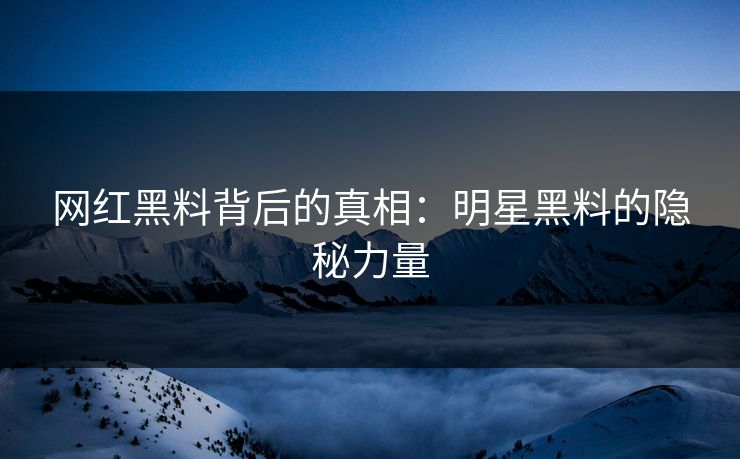 网红黑料背后的真相:明星黑料的隐秘力量