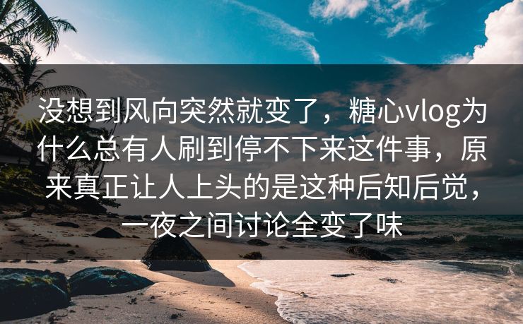 没想到风向突然就变了，糖心vlog为什么总有人刷到停不下来这件事，原来真正让人上头的是这种后知后觉，一夜之间讨论全变了味