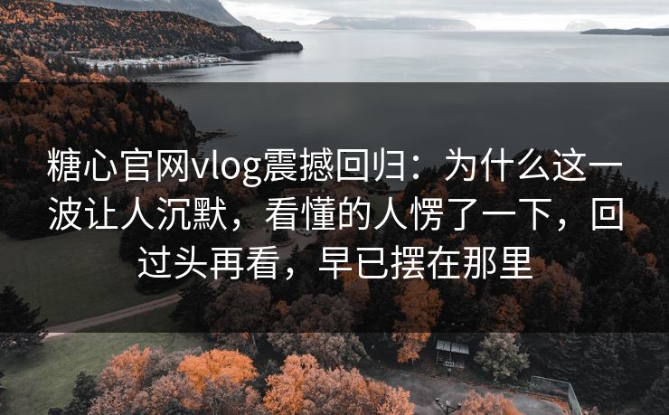 糖心官网vlog震撼回归：为什么这一波让人沉默，看懂的人愣了一下，回过头再看，早已摆在那里