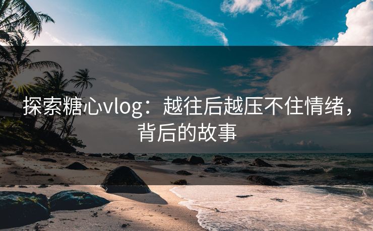 探索糖心vlog：越往后越压不住情绪，背后的故事