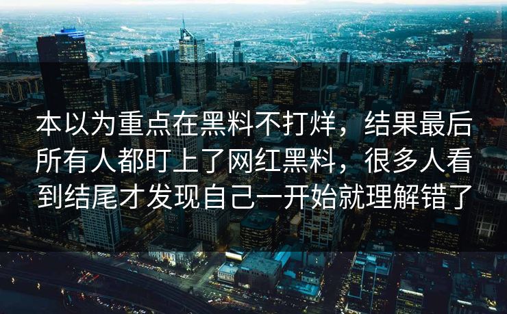 本以为重点在黑料不打烊,结果最后所有人都盯上了网红黑料,很多人看到结尾才发现自己一开始就理解错了
