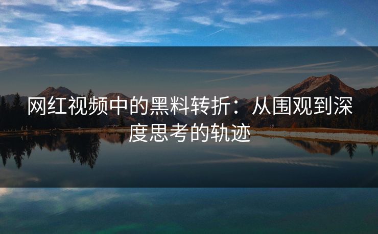 网红视频中的黑料转折：从围观到深度思考的轨迹