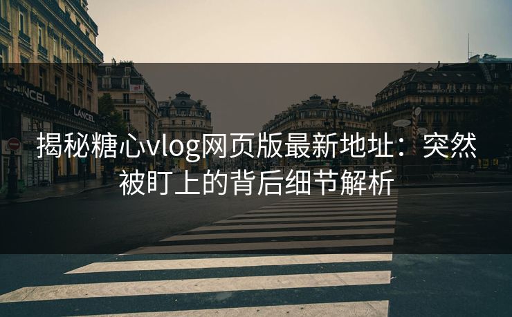 揭秘糖心vlog网页版最新地址：突然被盯上的背后细节解析