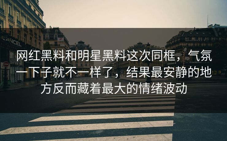 网红黑料和明星黑料这次同框，气氛一下子就不一样了，结果最安静的地方反而藏着最大的情绪波动