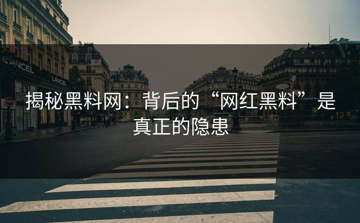 揭秘黑料网：背后的“网红黑料”是真正的隐患