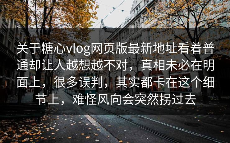 关于糖心vlog网页版最新地址看着普通却让人越想越不对，真相未必在明面上，很多误判，其实都卡在这个细节上，难怪风向会突然拐过去