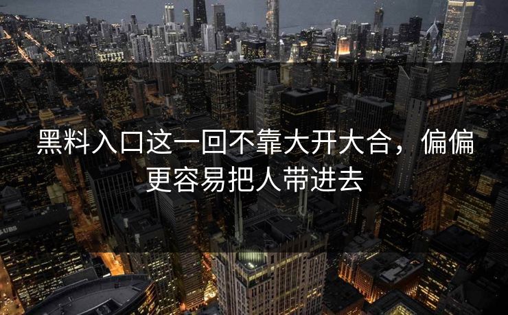 黑料入口这一回不靠大开大合，偏偏更容易把人带进去