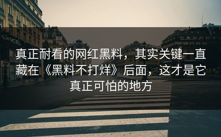 真正耐看的网红黑料，其实关键一直藏在《黑料不打烊》后面，这才是它真正可怕的地方
