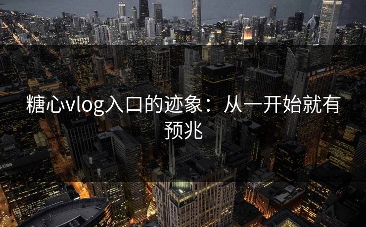 糖心vlog入口的迹象：从一开始就有预兆
