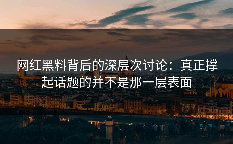网红黑料背后的深层次讨论：真正撑起话题的并不是那一层表面