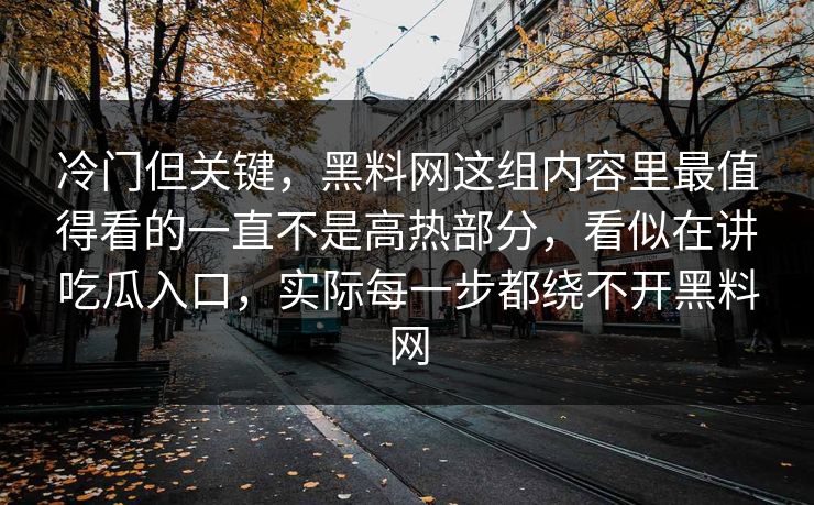 冷门但关键，黑料网这组内容里最值得看的一直不是高热部分，看似在讲吃瓜入口，实际每一步都绕不开黑料网