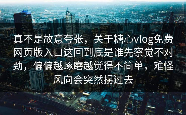 真不是故意夸张，关于糖心vlog免费网页版入口这回到底是谁先察觉不对劲，偏偏越琢磨越觉得不简单，难怪风向会突然拐过去